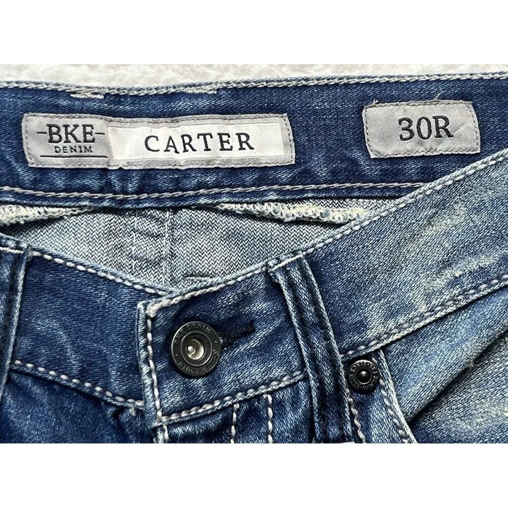 Buckle BKE Jeans Mens 30R Carter Bootleg Thick Stitch Distressed Western 31x30.5